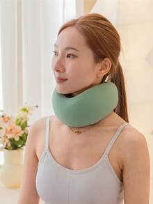 1PC Travel Pillow, Memory Foam Neck Pillow, 360° Head Support, Comfortable Travel Pillow With Storage Bag, Lightweight Travel Pillow, Suitable For Sleeping In Cars, Trains, Buses And Planes, BlueBeige Neck Protection For More Professionalism . Breathable Silk Smooth Yoga Elastic Pillow Cover . Portable Storage And Carrying - Olive Green - View 15