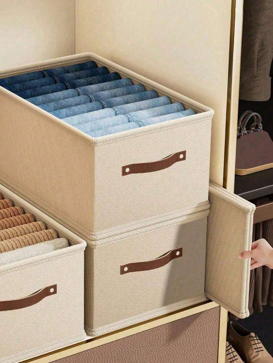 1件裝極簡實用純色淺灰色可折疊牛津布收納盒 大容量耐磨防潮 衣櫃衣物毛衣牛仔褲收納整理盒 家用旅行臥室收納必備 畢業季高CP值好物