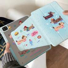 For IPad Playful Dachshund IPad Case - Magnetic Wake/Sleep, 360° Rotation, Tri-Fold Cover, Compatible With IPad 10/11th Gen, Air 4/5/6/7, Mini 6/7 - Blue - View 2