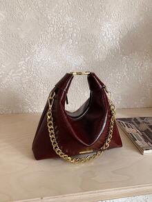 1pc Minimalist High-Quality Fabric Fashionable Versatile Shoulder Bag, Suitable For Outings, Classes, Commuting - Burgundy - View 6