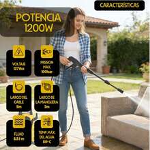 Hidrolavadora Eléctrica Potente de Limpieza Versátil para Hogar y Exterior con Diseño de Almacenamiento Integrado - Tipo de Enchufe A USA (110-127V) - Ver 3