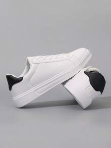 Giày casual unisex, giày nữ dạo phố & giày thể thao nam, giày nam buộc dây đế mềm thoải mái, giày cổ thấp nhẹ nhàng dùng hàng ngày, cỡ 36-45 - Đen và trắng - Xem 6