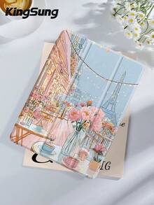 Flower Basic 3-Fold Romantic Print Tablet Protective Case - Multicolor - View 3