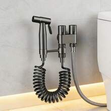 1 Peça Chuveirinho Bidê para Banheiro, 1 Entrada 2 Saídas, Pistola Aspersora Potencializadora de Descarga, Válvula Angular Doméstica, Produto Premium - Multicolorido - Visão 6