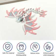1件3D打印可动龙雕像，身体可活动，鳞片可动 - 动态3D打印艺术品，适合圣诞节和万圣节装饰、圣诞礼物、减压玩具、圣诞装饰品、3D打印动物、情人节礼物、复活节礼物、返校礼物、3D打印动物、、趣味玩具 - 彩色 - 查看 6