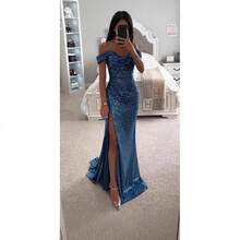 Women's Polyester Sexy Fine Flash Split Ball Dress Sequined Dress New Product,Conjuntos De Mujer Elegantes - 銀色 - 查看 4