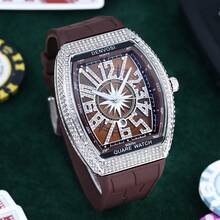 1pc Men's Luxury Starry Sky Barrel Shaped Watch With Silicone Strap - Bronze - View 9