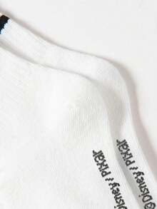 5/1 Pair Genuine Cars Cartoon Pattern Children Mid-Calf Socks, Black & White Stripes, Cute Design, Fashionable Casual Breathable Student Socks, Suitable For Daily Wear, Back To School, Holiday Gifts, Disney Socks - Multicolor - View 5