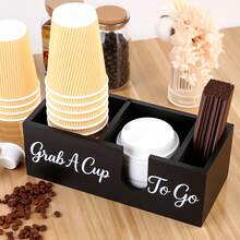 3-Tier Wooden Coffee Cup Holder Rack, Home/Office/Cafe Disposable Cup & Lid Storage Organizer - Multicolor - View 9