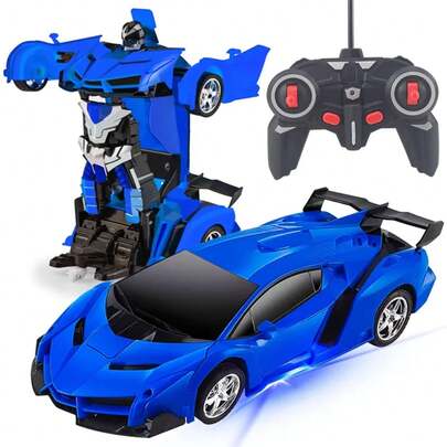 [Transformable Remote Control 2-In-1] Children's RC Remote Control Car Transformable Robot Model Cool Sports Car Toy Gift