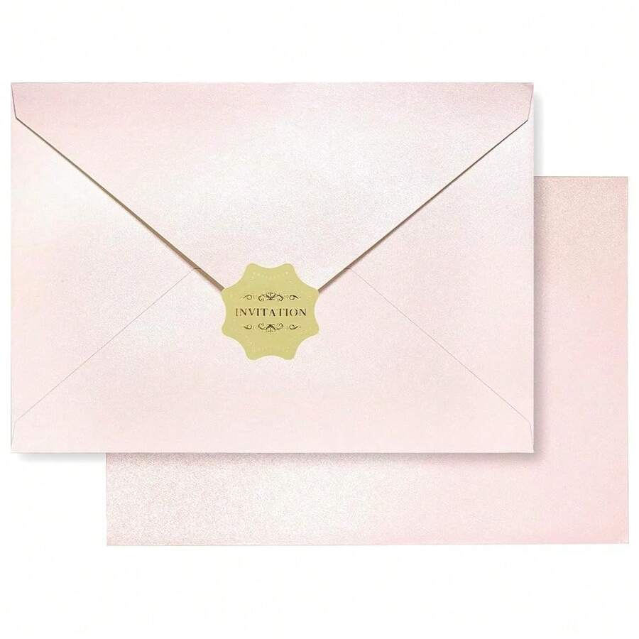 50pcs Pearl Envelopes Slight Shimmering Wedding Envelopes, 5.4 X 7.7 Inches Perfect For 5 X 7 Inch Wedding Invitation Cards Graduation Birthday Greeting Cards Thank You Cards (Pearl Blush Pink) - Hồng ngọc trai - Xem 1