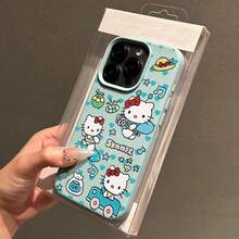 Sanrio 1pc Mint Green Leather Texture KT Cat Phone Case, Cute Style Phone Case Cover - Compatible With IPhone 17 Air, 16, 15, 14, 13, 12, 11, Pro Max, Plus - Mint Green - View 4