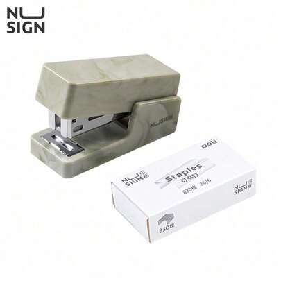 DELI NS083C Mini Stapler: Durable Steel Mechanism, Pocket-Sized And Easy To Carry. Easily Binds 12 Pages. Includes A Staple Remover For Convenient Correction. A Must-Have For Students' Classroom Assignments.