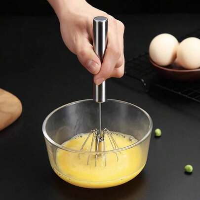 1pc Baking-Specific Semi-Automatic Egg Beater Stainless Steel Hand Push Mixer Egg Whisking/Cream Mixing Graduation Essential