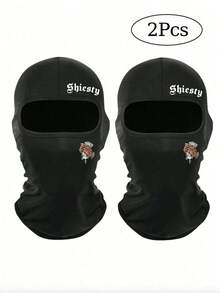 2件/1件字母和货币印花滑雪面罩拉法帽，男女通用防紫外线防风围巾，适用于滑雪和摩托车骑行 - 彩色 - 查看 8