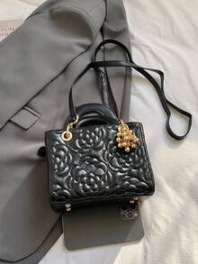 Dedoo 新款时尚奢华小众高端大菲女士手提包，钻石刺绣设计，手提/单肩两用包，适合春夏度假、校园生活、日常通勤、圣诞礼物、派对、婚礼等场合。 - 黑色 - 查看 8