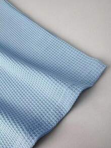 女士夏季双色圆领短袖简约休闲日常T恤上衣，可爱女士夏季上衣 - 藍色 - 查看 4