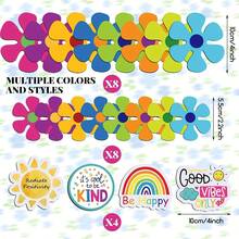 20pcs Magnetic Flower Stickers | Retro Style Cute Waterproof Hollow Magnets Suitable For Car, Home Door, Whiteboard, Refrigerator, Storage Cabinet | Decorative Magnetic Stickers, Vintage Floral Design, Rubber Material - 20Pcs - View 4