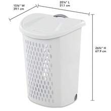 Space Saving Ultra Wheeled Hamper, Modern Design White Laundry Basket With Wheels For Easy Transport And Organization, Home Decor Must-Have - White - View 2