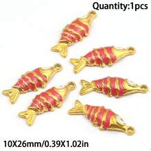 1个不锈钢彩色鱼形单孔吊坠，DIY珠宝制作，手工串珠工艺材料 - diy - 查看 32