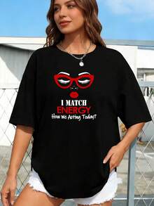 PAYEAH 1pcs 100% Cotton Stylish I MATCH ENERGY How We Acting Today? Print  220g Heavy Cotton T Shirt - màu đen - Xem 5