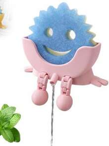 1PC Cute Sea Creature Design Sink Organizer & Scrubber Holder With Drainage Hole | Multi-Use Kitchen Sink & Bathroom Vanity Shelf Caddy For Sponge, Soap & Cleaning Brushes | Drying Stand Accessory For Kitchen Essentials, Bathroom & Household Cleaning Supplies - 彩色 - 查看 6