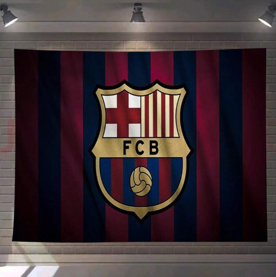 PIKPAKA FC B-BarcelonaS World-Famous Football Club Teams Logo Tapestry Custom Party Dormitory House Interior Living Room Bedroom Bedside Wall Hanging Bohemian Decoration Attached Clip Easy Installation - A - 查看 1