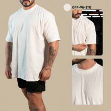 Men's Plain Oversized T-Shirt – Premium Cotton, Comfort, Style, Streetwear, Casual, High Quality - 奶油色 - 查看 1