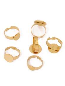 5pcs Stainless Steel Round Adjustable Open Rings Findings Stone Blank Ring Base For DIY Rings Jewelry Making Accessories Supplies - Ring Setting - View 4