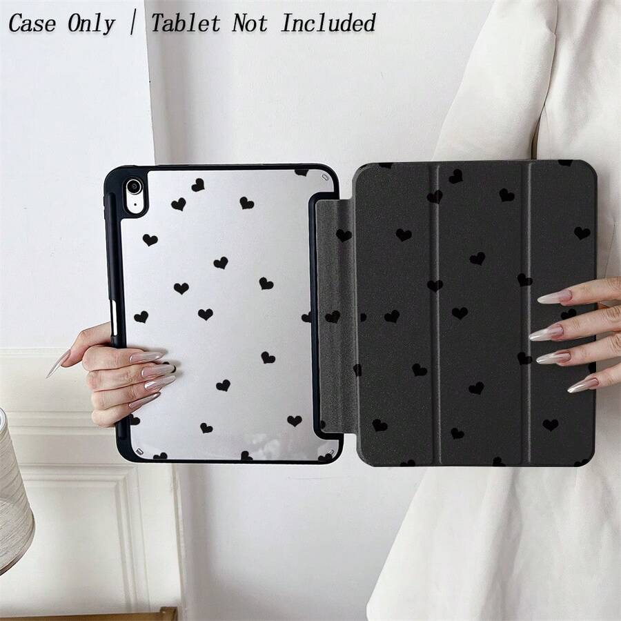 Minimalist Heart-Shaped Flip Cover Tablet Protective Case - Multicolor - View 1