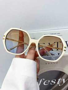 新款时尚百搭多边形金属复古女式眼镜，简约日常度假高品质街头风男女通用派对海滩度假个性化眼镜 - 彩色 - 查看 15