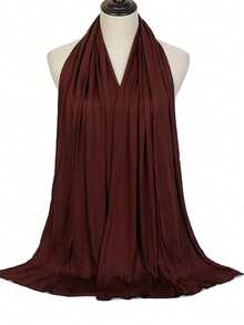 1pc Women Hijab New Style Large Size Headscarf Soft Turaban Solid Color Leisure Long Scarf Soft Abaya Accessories Veiled Clothes Veiled Clothes - Coffee Brown - View 7