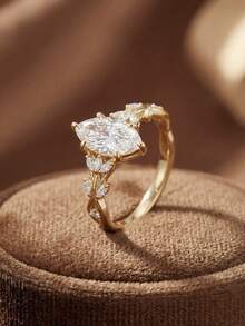 Stylever 1枚925纯银闪亮水滴形立方氧化锆戒指，简约单枚戒指，精致首饰，生日/舞会礼物（女士款） - 款式2 - 查看 6