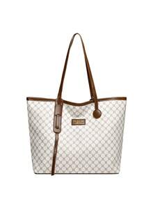 2pcs Set: Fashionable Large Capacity Tote Bag & Wallet, Suitable For Middle-Aged Women - White - View 4