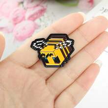 Game Merchandise Accessories Cartoon Pixel Bee Shape Paint Alloy Badge Accessories Brooch Pins Bag Charms - XZ3884 - 查看 5