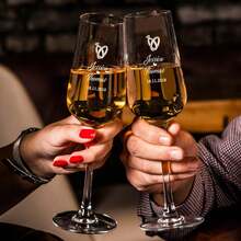 Customized Christmas Stemware, French Style Champagne Flutes, Sparkling Dessert Wine Glasses, Romantic Ceremonial Wine Glasses, Cocktail Glasses, Christmas Cocktail Glasses, Champagne Glasses, Personalized Christmas Glass Gifts, Family Christmas Glass Gifts - Champagne Glass B - View 2