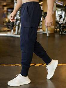 Men's Outdoor Casual Pants, Fashionable Multi-Pocket Sports Cargo Pants, Breathable Lightweight Trousers, Spring/Summer - Blue - View 2