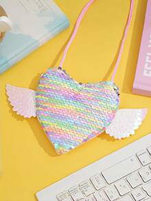 1pc Glitter Heart Shaped Lanyard Pouch, Creative Heart Shaped Lanyard Pouch, Heart Shaped Coin Purse, Glitter Heart Shaped Candy Bag, Heart Shaped Crossbody Bag, Glitter Key Holder, Fashionable Heart Shaped Crossbody Bag, Glitter Heart Shaped Pendant, Small Gift, Valentine's Day Gift, New Year Gift, Birthday Gift - Multicolor - View 13