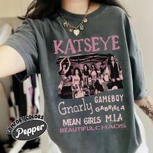 Retro Katseye Beautiful Chaos Tracklist T-Shirt Katseye Kpop Shirt Gnarly Graphic Tee Gabriela Fan Shirt Soft Is Strong - 灰色 - 查看 1
