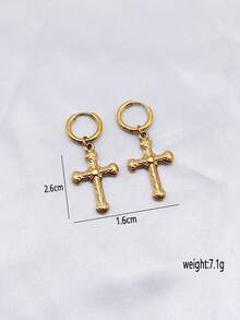 1 Pair Stainless Steel 18K Gold Plated Cross Minimalist Earrings - Yellow Gold - View 13
