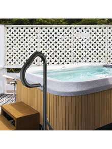Hot Tub Handrail, 360 Rotatable Spa Side Handrail With 35"-57" Adjustable Height, Rust-Proof Aluminum Spa Step Hot Tub Hand Rail With Slide-Under Mount Base For Indoor & Outdoor, 600LBS Capacity - Black - View 1