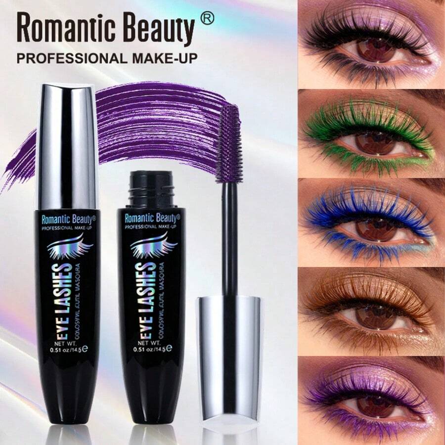 1 pieza Máscara de color romántica. La máscara de color puede rizar las pestañas, es de larga duración y resistente a las manchas, adecuada para diversas fiestas, festivales, regalos del Día de San Valentín y puede ser entregada a madres, novias y hermanas. - Multicolor - Ver 1