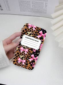 粉色豹纹翻盖手机壳，单件装，豹纹蝴蝶结设计，笔记本式双面保护，可折叠支架，解放双手，兼容 16/16PRO/16PLUS/16PROMAX/11/11pro/11promax/12/12pro/12promax/13/13pro/13promax/14/14plus/14pro/14promax/15/15plus/15pro/15promax/17/Air17pro/17promax，适合作为返校礼物送给朋友、同学、闺蜜，也可作为生日礼物或周年纪念礼物。 - 彩色 - 查看 3