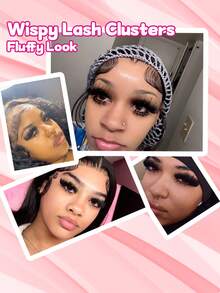 180片蓬松睫毛簇，5D浓密纤长12-24mm分段式睫毛，精致仿貂毛D卷睫毛簇，200D单根假睫毛 - D - 查看 6