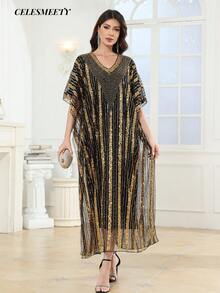 Women's Minimalist Printed Short Sleeve Top - Black Gold - View 5