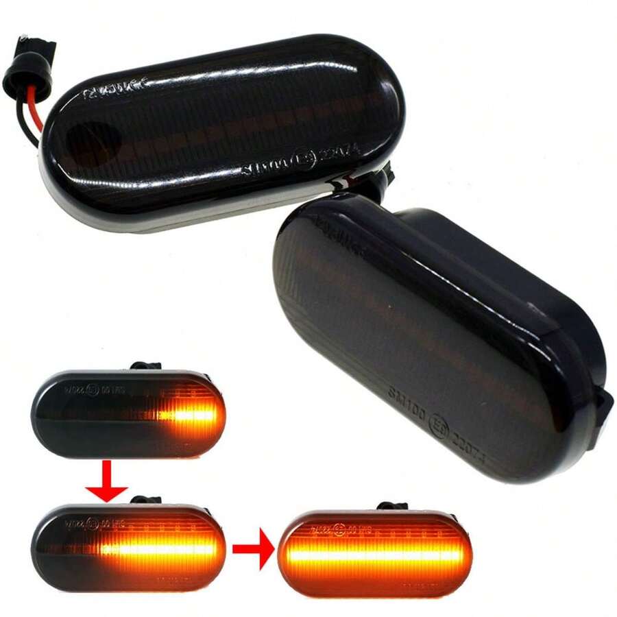 2 luces LED intermitentes laterales dinámicas secuenciales para Volks-wagen VW Bora Golf 3 4 Passat 3BG Polo SB6, luces de señalización LED para guardabarros - A - Ver 1