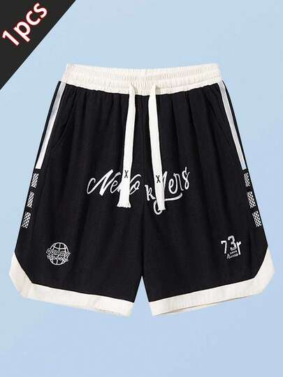 2026 New American Letter Print Contrast Color Casual Sports Shorts