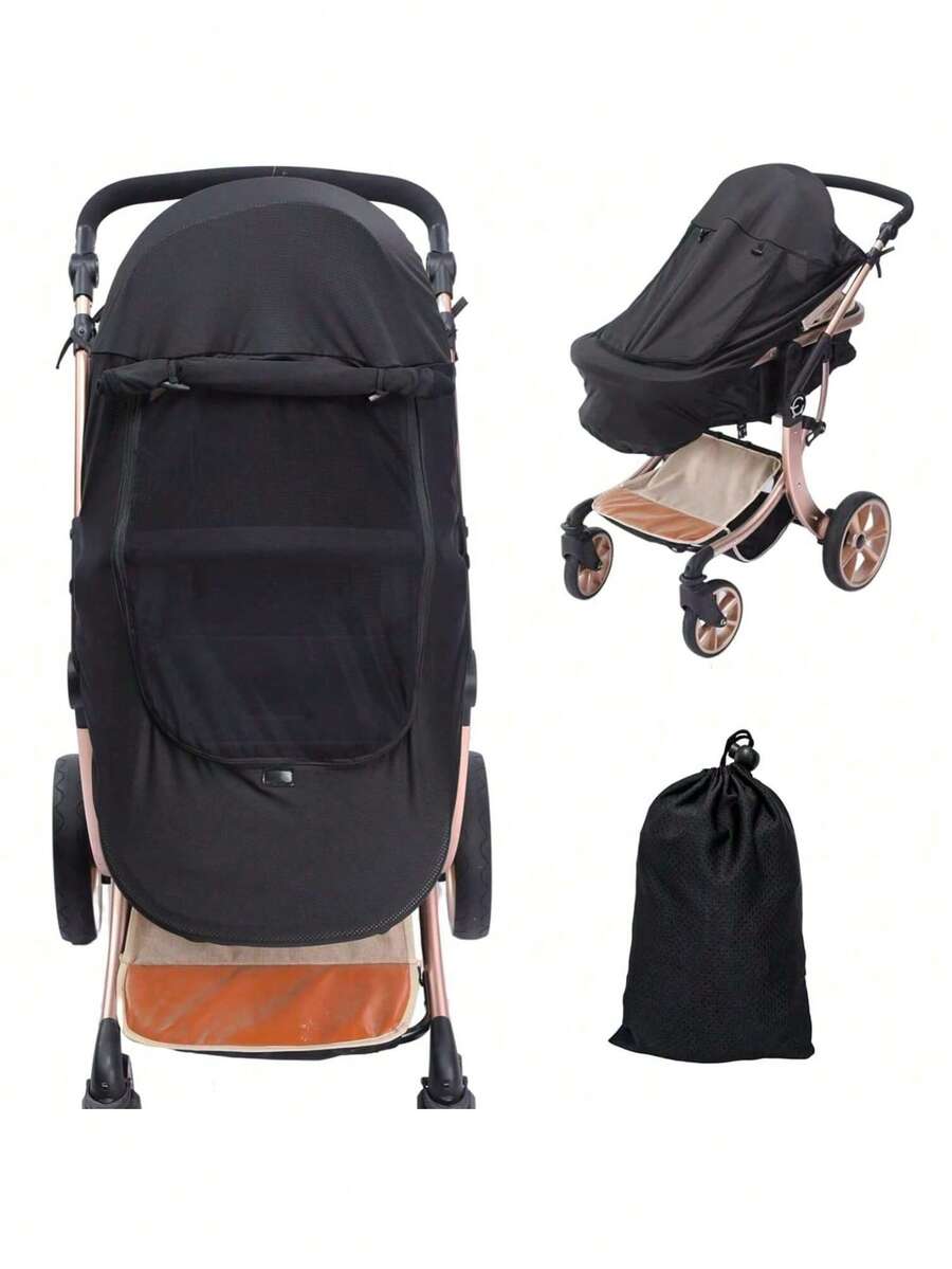 婴儿推车遮阳篷，防紫外线罩，婴儿推车遮阳篷，蚊帐，遮阳伞 - 黑色 - 查看 1