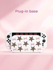 1件装豹纹、星形、蝴蝶结图案保护套，兼容Switch 2/Switch NS/Switch OLED/Lite，Switch配件，全套包含便携包、卡槽底座，Switch玩家的最佳礼物 - 彩色 - 查看 4
