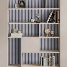 1 Roll Of Ins-Style Three-Dimensional Vertical Grain Wallpaper. Grille Light Gray Wood Stripe Wallpaper, Self-Adhesive, Waterproof, Oil-Resistant, Scratch-Resistant, Suitable For Multiple Scenes Such As Bedrooms, Kitchens, And Rental Houses. Vinyl Is Thick, Durable, And Easy To Match, Measuring 17.7inx39.3/118.1/196.8in - A - View 6